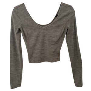 Women's Lululemon V-Neck Align Grey/Green Cropped Long Sleeve-S/M